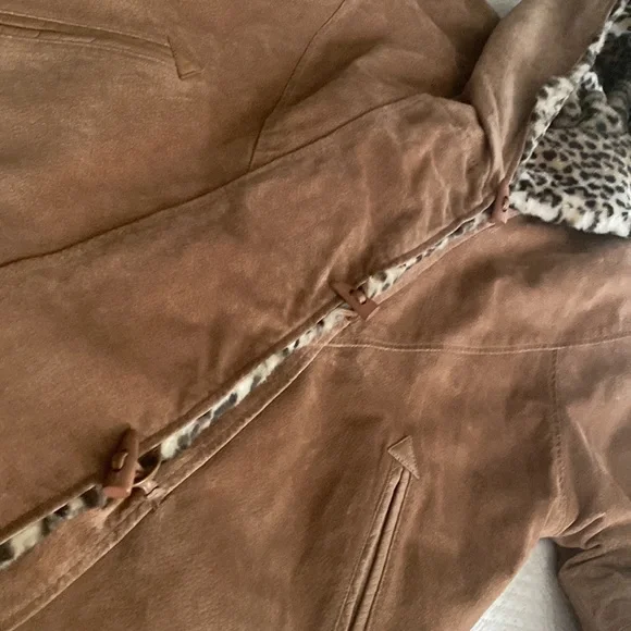 Women’s J Percy For Marvin Richards Reversible Leather/Faux Animal Print Coat - Picture 3 of 10